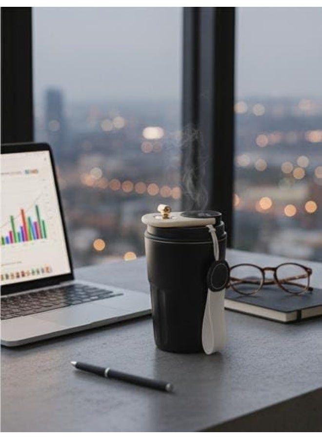 Spaceshoop Coffee Mug to Go Digital Display Thermal Mug Coffee 316 Stainless Steel Travel Insulated Vacuum Thermal Mug Leak Proof Thermal Coffee Mug with Lid for Coffee Black 500 Milliliters - Image 2