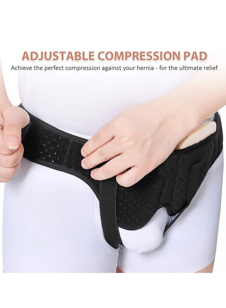 حزام فتق داعم للفتق الرياضي الأربي الفردي المزدوج 2 وسادات ضغط قابلة للإزالة وأشرطة الفخذ القابلة للتعديل - Image 2