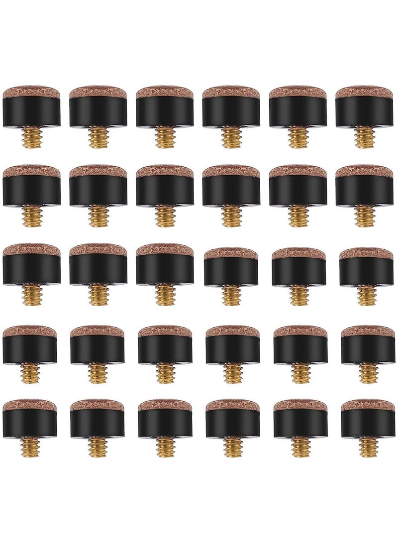 Generic Screw on Billiard Cue Tips, 12 mm/13 mm Hard Leather Billiard Pool Cue Stick Tips Replacement Kit with Storage Box, for Pool Cues and Snooker (30Pcs - Brown) - Image 1