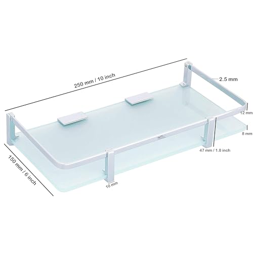 Atlantic Platina 10" x 6" Wall Mounted Glass Shelf with 8mm Thickness and Brass Chrome Finish - Multi-Purpose Storage Solution for Kitchen and Bathroom - Image 3