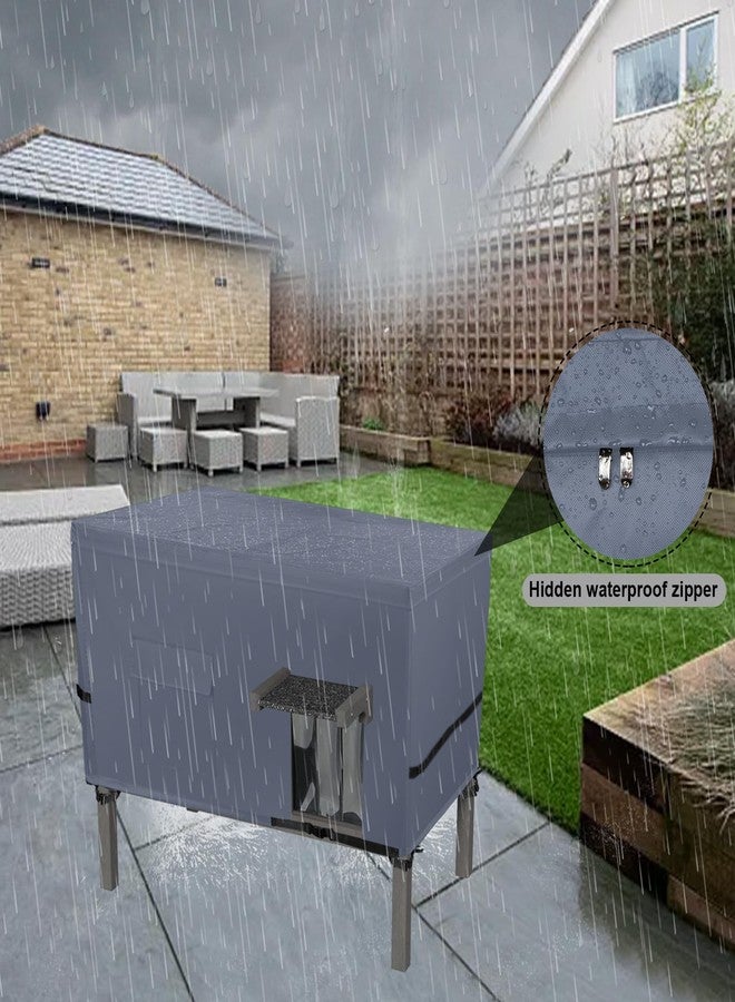 Sudiwei Feral Cat House Cover for Zipper Outdoor Cat House Cover for Winter Feral Cat Home Cover Outdoor Catio Cat Cover(Only Cover) 37x23.5x20in Gray - Image 2