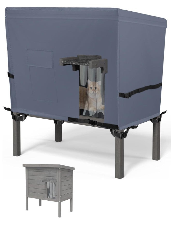 Sudiwei Feral Cat House Cover for Zipper Outdoor Cat House Cover for Winter Feral Cat Home Cover Outdoor Catio Cat Cover(Only Cover) 37x23.5x20in Gray - Image 1