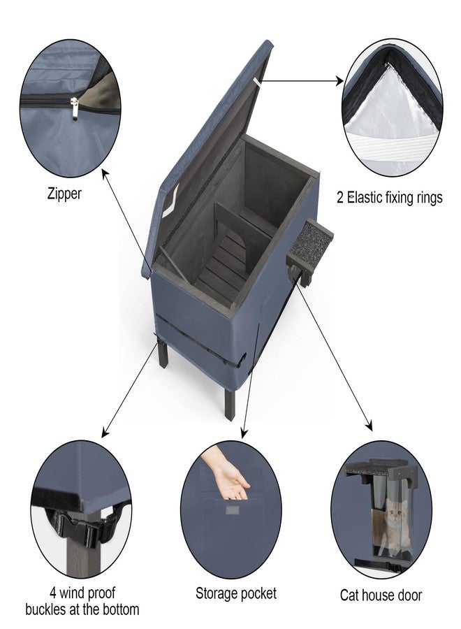 Sudiwei Feral Cat House Cover for Zipper Outdoor Cat House Cover for Winter Feral Cat Home Cover Outdoor Catio Cat Cover(Only Cover) 37x23.5x20in Gray - Image 3