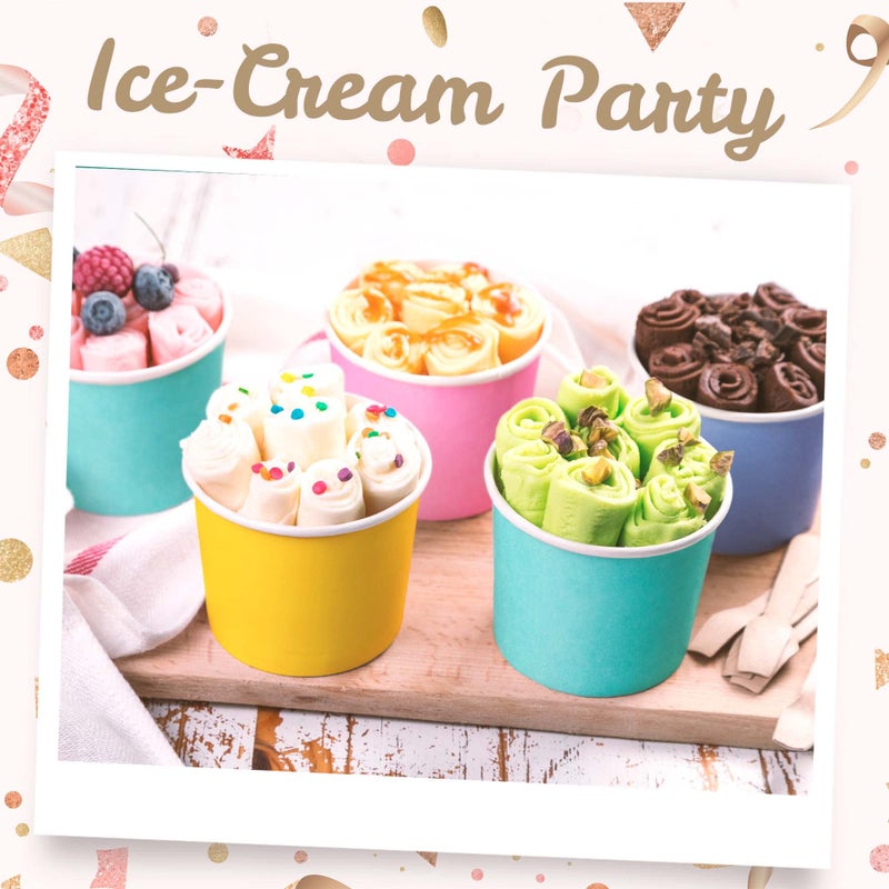 MATICAN Paper Ice Cream Cups with Lids  40-Pack 11-Oz Soup Cups with Lids  Disposable Ice Cream Containers  11-Ounce  5 Pastel - Image 2