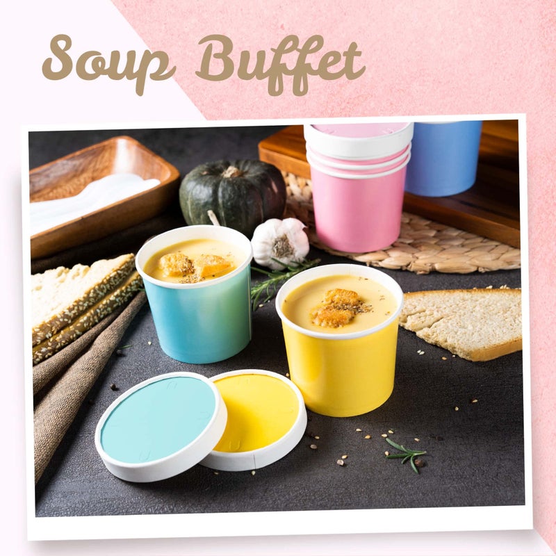 MATICAN Paper Ice Cream Cups with Lids  40-Pack 11-Oz Soup Cups with Lids  Disposable Ice Cream Containers  11-Ounce  5 Pastel - Image 3
