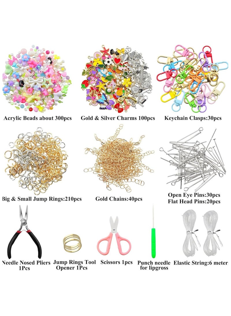 general Keychain making kit with cute charms and beads DIY The keychain kit accessories are suitable for daily use or as small gifts - Image 2