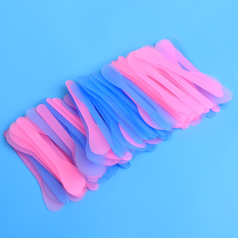 💄 مئة قطعة عيدان وملاعق وجرافات أقنعة وجه للتجميل للخلط والعينات ألوان عشوائية - Image 1