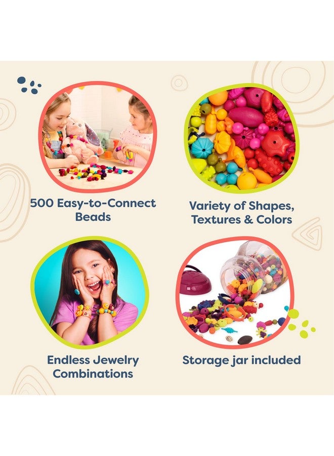 B. toys - Pop Arty! 500 Pcs- Jewlery Making Kit- Creative Pop Snap Bead Set for Kids -DIY Craft Jewelry Making Kit -Necklaces, Rings, Bracelets - 4 Years + - Image 5