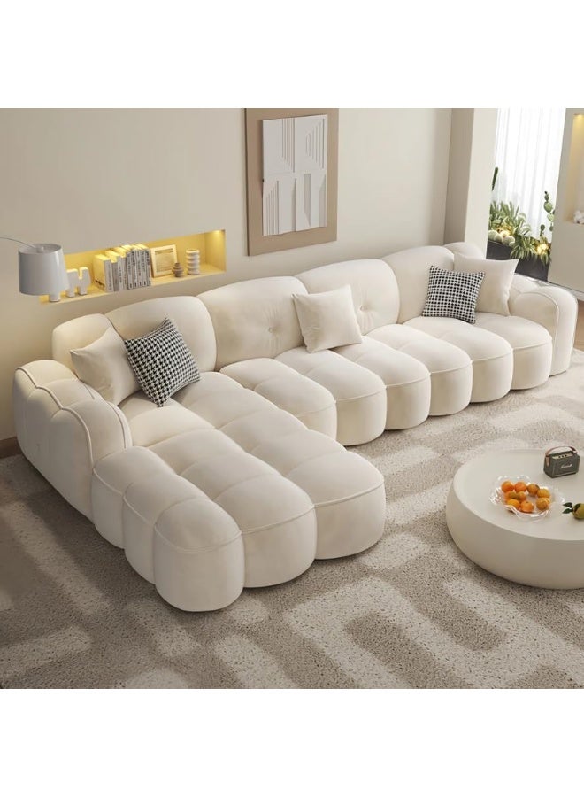 Generic Marshmallow Fabric Sofa  Cozy Overstuffed Design for Your Living Room Comfort (RIGHT BED, L shape Only)  - Image 3