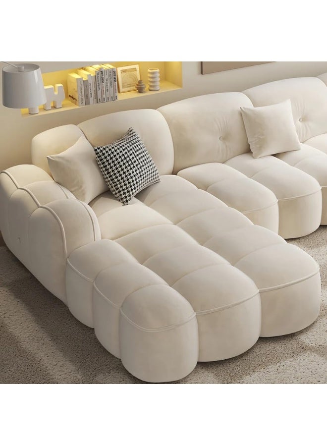Generic Marshmallow Fabric Sofa  Cozy Overstuffed Design for Your Living Room Comfort (RIGHT BED, L shape Only)  - Image 4