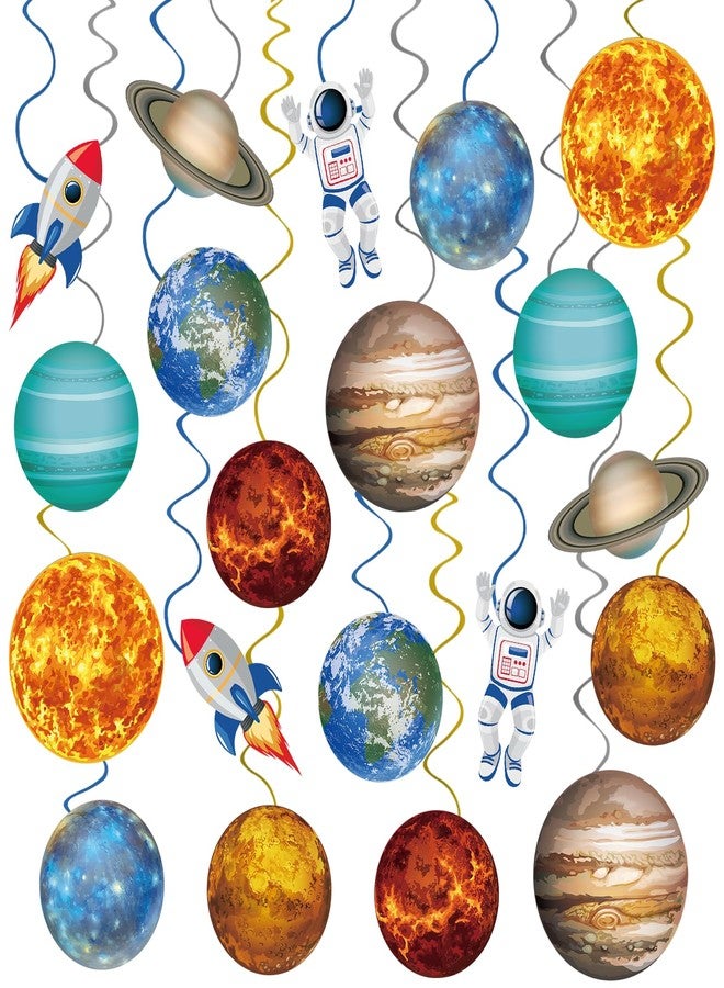 Runloon 40Pcs Solar System Hanging Swirl Decorations, Outer Space Party Ceiling Hanging Swirls Space Themed Party Swirls Streamers for Space Themed Birthday Baby Shower Party Decor Supplies - Image 1