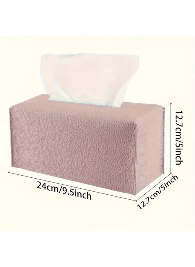 Pink Rectangular Tissue Box With Metal Accent Minimalist Storage Organizer For Living Room Office - Image 1