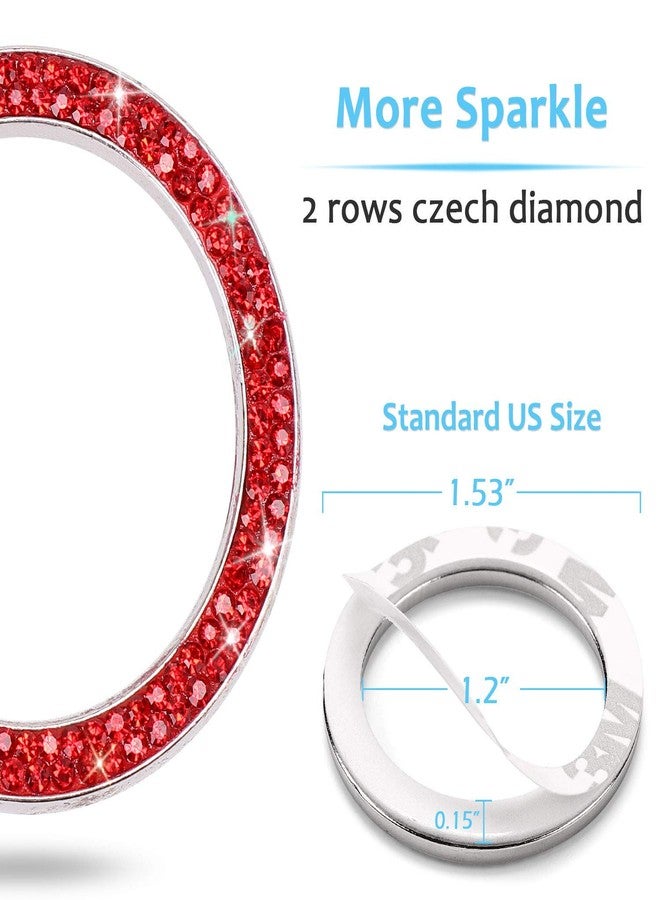 ToBeQueen Push Start Button Bling Rings Auto Car Engine Start Stop Button Sticker Emblem,Rhinestone Bling Red Car Accessories Decor for Women Girl 2 Pcs,Red - Image 4