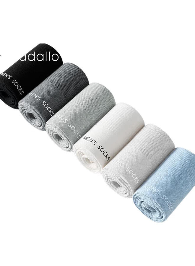Madallo 6 Pairs Men'S Socks 100% Cotton Anti-Odor Antibacterial Mesh Short Socks Sports Breathable Thin Summer Thin Boat Socks - Image 2