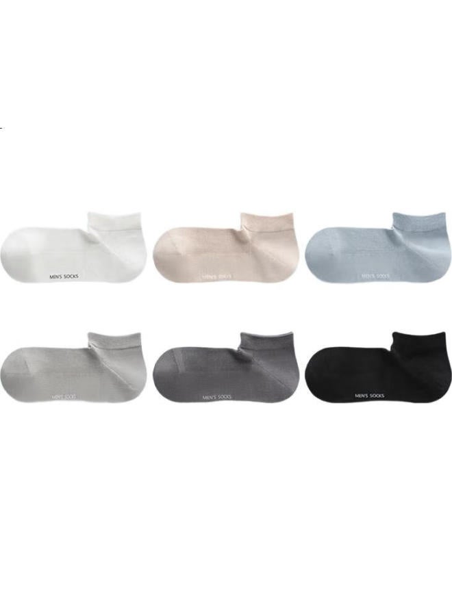 Madallo 6 Pairs Men'S Socks 100% Cotton Anti-Odor Antibacterial Mesh Short Socks Sports Breathable Thin Summer Thin Boat Socks - Image 1