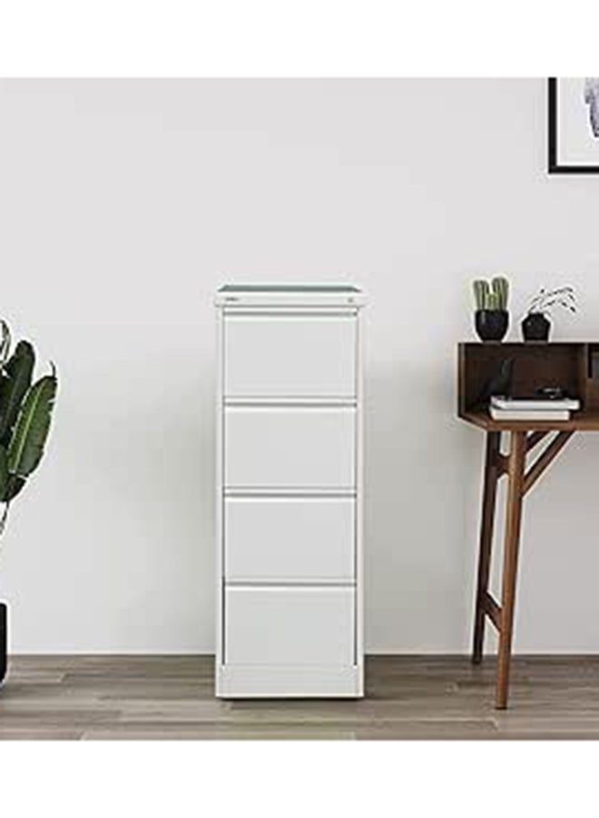 RIGID Heavy Duty Steel Filing Cabinet | 4 Drawer Metal File Storage Unit | Curved Shape 0.7mm for A4/Letter Size | Office Home Organizer (Grey), Pre-Assembled