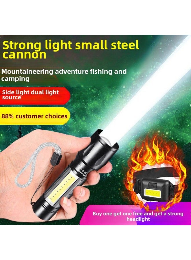 Flashlight Rechargeable Outdoor Super Bright Long-range Household Emergency Light Mini Student Supply Chain-Product Specifications:Rechargeable Model [ 9999k Super Capacity] Comes With A Headlight - 96% Of Users For Collection, Priority Delivery + Warranty + Cable  - Image 1