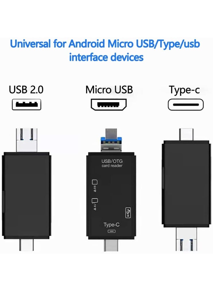 ملحقات قارئ بطاقات Micro SD للكمبيوتر الشخصي، محول محمول 6 في 1 TF/USB-C للكمبيوتر الشخصي/الهاتف الذكي/الكمبيوتر اللوحي الذي يعمل بنظام Android مع وظيفة OTG  - Image 5