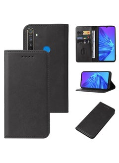 HuHa Case Cover For Realme 5 / 5i / 5s / 6i / Narzo 20A Magnetic Closure Leather Phone Case Black 