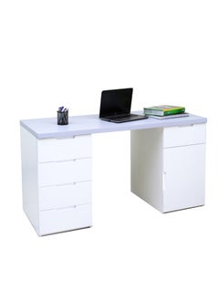 AFT Sleek 1-Piece Office Furniture Set. Spacious Desk with Storage  – Ideal for Productivity and Organized Workspaces. This modern 18mm MDF desk offers a spacious work surface perfect for multitasking, making it ideal for computer setups, writing tasks, or creative projects. White/Gray Tabletop (Arfan)  - Image 3