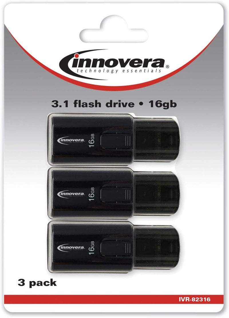 Innovera 82316 16 GB USB 30 Flash Drive 3Pack - Image 1