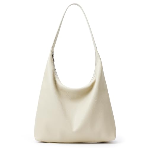 KALIDI Casual Tote Bag Vegan Leather Hobo Zipper Work Bag Weekender Shoulder for Women Shoulder Travel Purse (Grey Beige) - Image 1