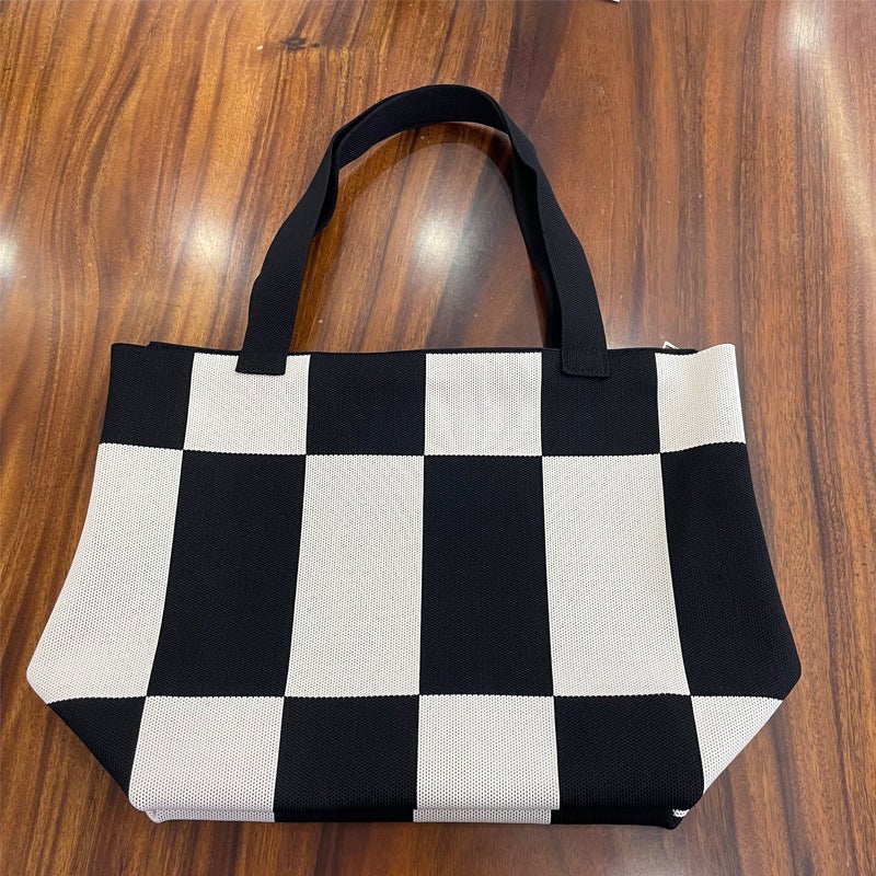 New Korean-Style Niche Design Knitted All-Match Shoulder Bag Daily Simple Commuting Portable Large Capacity Tote Bag - Image 5