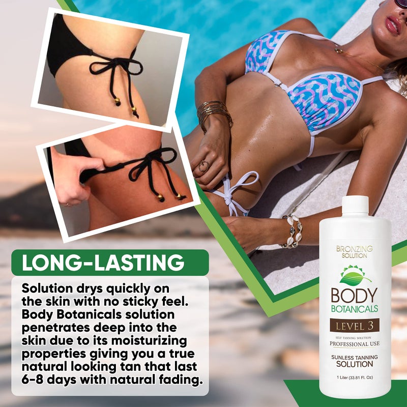 Body Botanicals, Professional Sunless Tanning Spray Tan Solution, Organic Essential Oils, Airbrush Formula, 33.8 Fl Oz. (Level 3 (12% DHA)) - Image 5