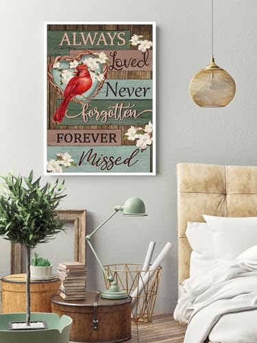 KINPLUB 5D Cardinal Diamond Painting Kits for Adults Beginners, Always Loved Never Forgotten Memorial Day Diamond Art Kits, DIY Full Round Drill Paint with Diamonds Dots, Home Wall Decor 12 x 16 Inch - Image 2