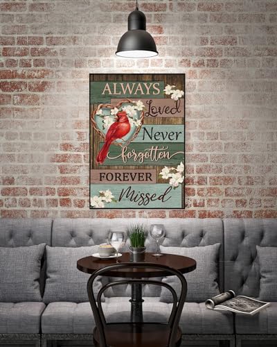 KINPLUB 5D Cardinal Diamond Painting Kits for Adults Beginners, Always Loved Never Forgotten Memorial Day Diamond Art Kits, DIY Full Round Drill Paint with Diamonds Dots, Home Wall Decor 12 x 16 Inch - Image 4