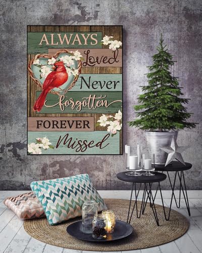 KINPLUB 5D Cardinal Diamond Painting Kits for Adults Beginners, Always Loved Never Forgotten Memorial Day Diamond Art Kits, DIY Full Round Drill Paint with Diamonds Dots, Home Wall Decor 12 x 16 Inch - Image 5
