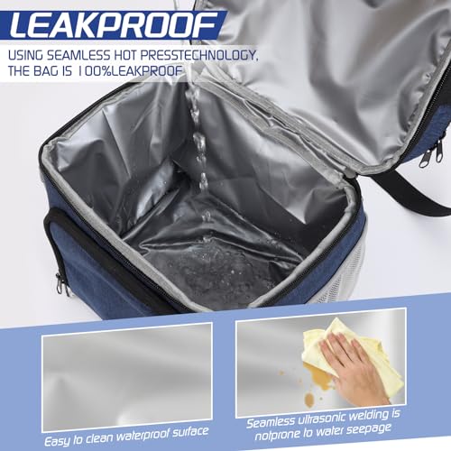 ZRSUN Insulated Lunch Bag for Women Men, Reusable 3 Layers Lunch Box Women, Expandable Reusable Water-resistant Lunch Box for Work Travel Office Picnic Hiking (Navy Blue) - Image 3