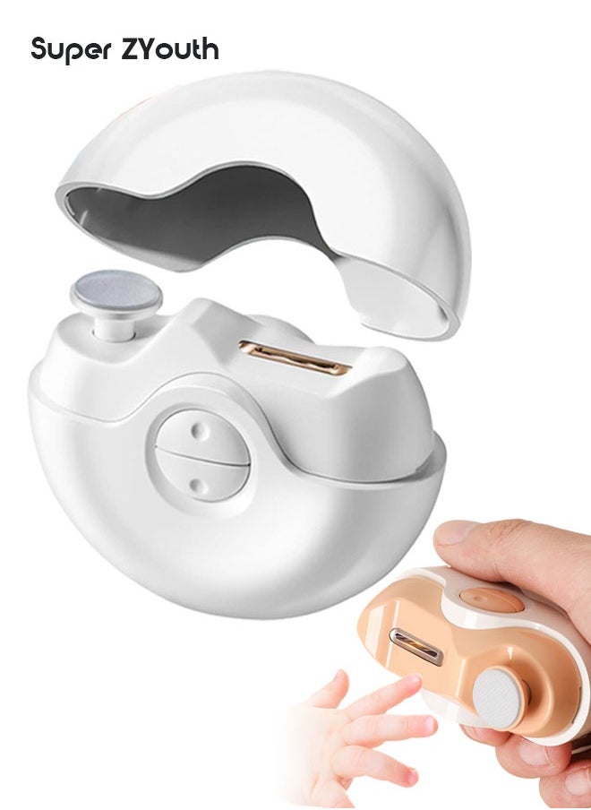 Super ZYouth 2-In-1 Electric Fingernail Polishing And Automatic Nail Clippers With 2 Speeds, Nail Scraps Storage, USB Rechargeable, White  - Image 1