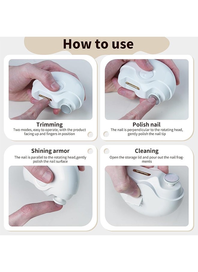 Super ZYouth 2-In-1 Electric Fingernail Polishing And Automatic Nail Clippers With 2 Speeds, Nail Scraps Storage, USB Rechargeable, White  - Image 3