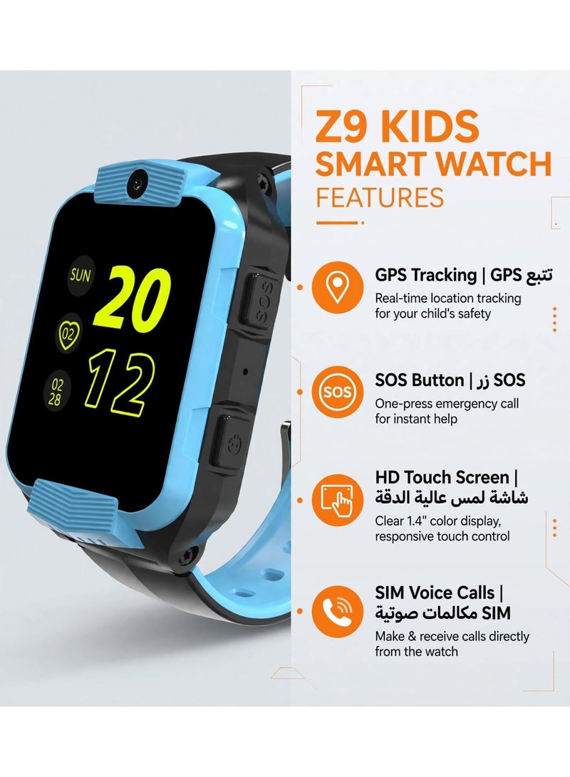 Nabi Z9 Kids Smart Watch with GPS Tracking, HD Touch Screen, SIM Card Support, Voice Calls, Real-Time Location Tracking, Waterproof Design, Multi-Colour Watch for Boys & Girls - Image 3