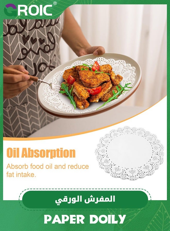 GROIC Paper Doily, Paper Doilies for Food, Disposable Lace Paper Doilies for Tables, Round Paper Placemats Bulk for Cakes Desserts Crafts(150 Pieces White 9.5 Inches) - Image 4