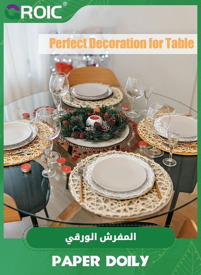 GROIC Paper Doily, Paper Doilies for Food, Disposable Lace Paper Doilies for Tables, Round Paper Placemats Bulk for Cakes Desserts Crafts(150 Pieces White 9.5 Inches) - Image 5