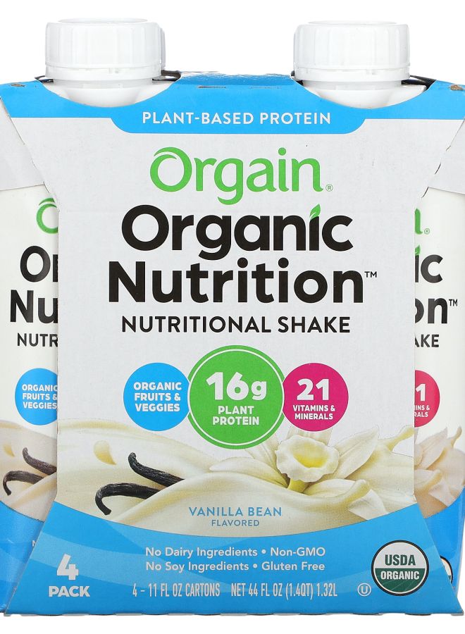 Organic Nutrition Nutritional Shake  Vanilla Bean 4 Pack 11 fl oz (330 ml) Each