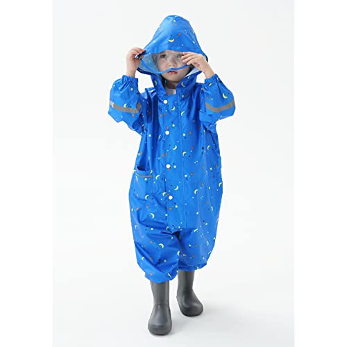 Fewlby Kids Toddler Rain Suit for boys girls One Piece Hoodie Zipper Waterproof Rain Jacket 2-5 years M Size - Image 3