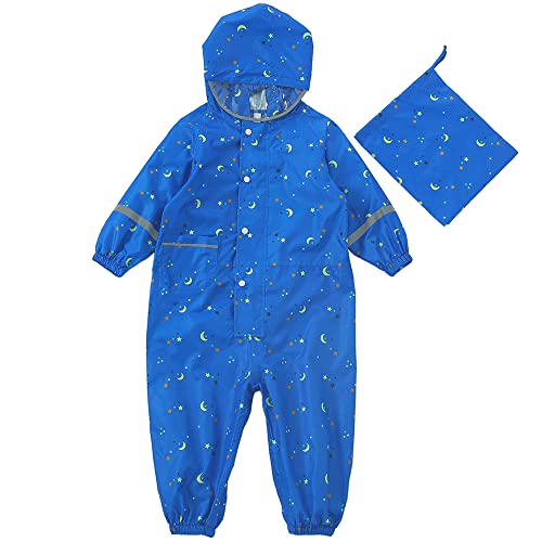 Fewlby Kids Toddler Rain Suit for boys girls One Piece Hoodie Zipper Waterproof Rain Jacket 2-5 years M Size - Image 5