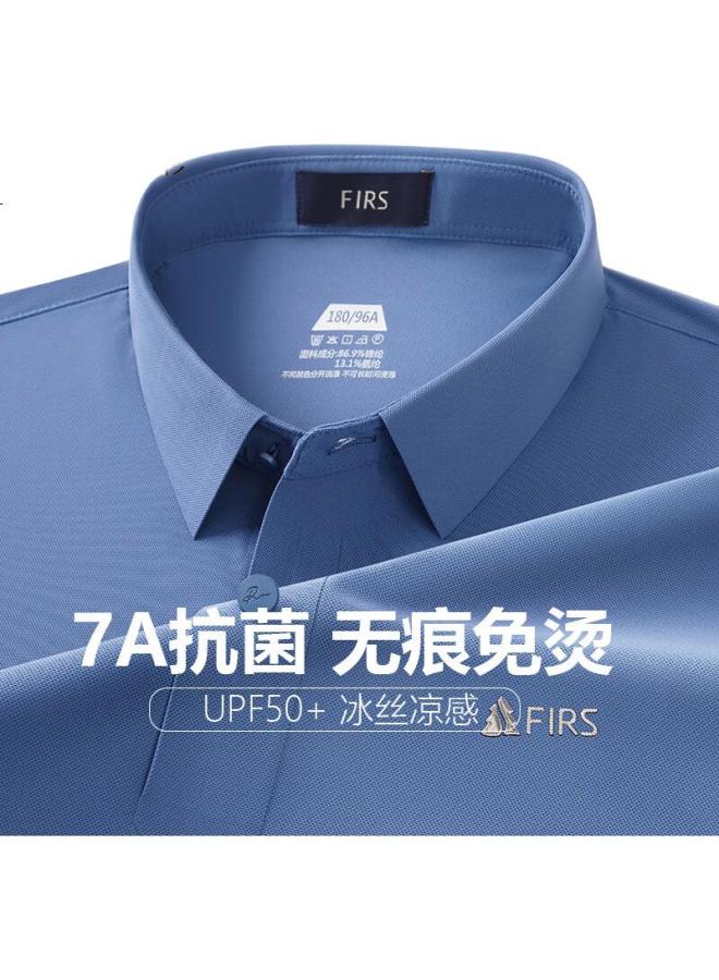 Firs Men'S Short Sleeve T-Shirt Summer Ice Silk Quick-Drying Cool Feeling Polo Shirt Men'S Workwear With 7A Antibacterial Sunscreen Seamless - Image 3