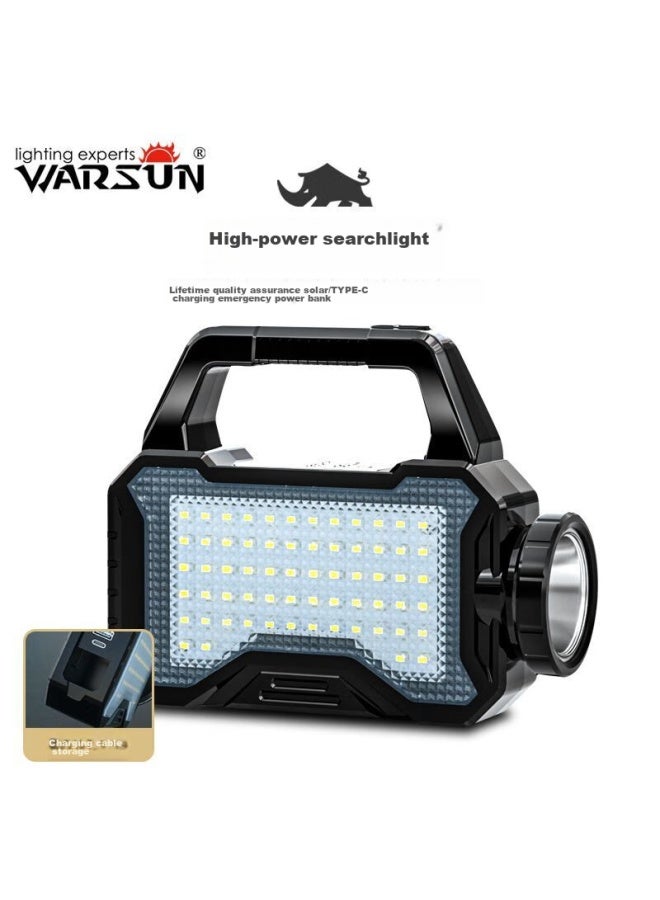 Warsun Warsun Rhinoceros Flashlight, High-intensity, Rechargeable, Ultra-bright, Solar-powered, Long-range, Emergency Lighting, Patrol, Handheld Searchlight - Image 2