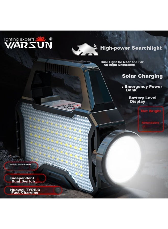 Warsun Warsun Rhinoceros Flashlight, High-intensity, Rechargeable, Ultra-bright, Solar-powered, Long-range, Emergency Lighting, Patrol, Handheld Searchlight - Image 1