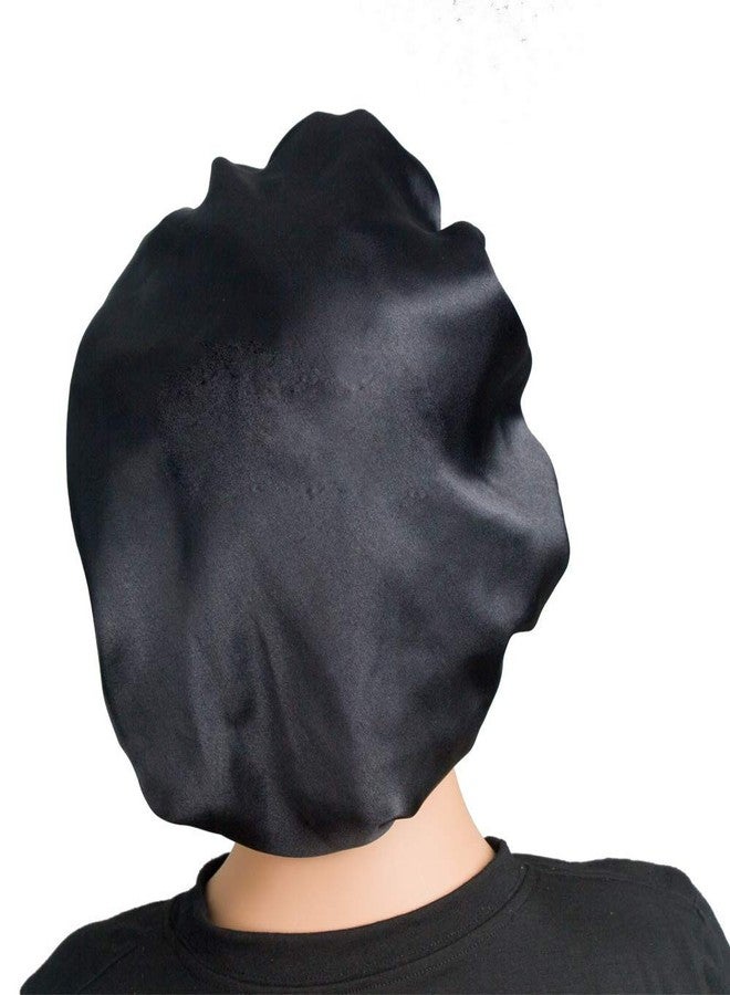 Dehman Handmade Fully Reversible Luxuries Pure Satin Hair Bonnet satin sleep cap Safe For All Hair Types - Most Beneficial Hair care Product Available 2020 (BLACK) - Image 2