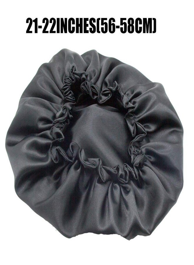 Dehman Handmade Fully Reversible Luxuries Pure Satin Hair Bonnet satin sleep cap Safe For All Hair Types - Most Beneficial Hair care Product Available 2020 (BLACK) - Image 4