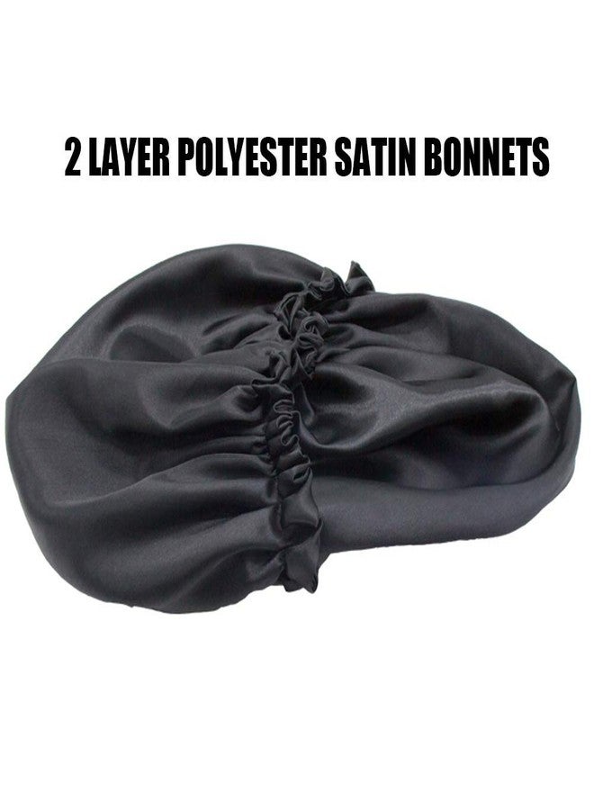 Dehman Handmade Fully Reversible Luxuries Pure Satin Hair Bonnet satin sleep cap Safe For All Hair Types - Most Beneficial Hair care Product Available 2020 (BLACK) - Image 5