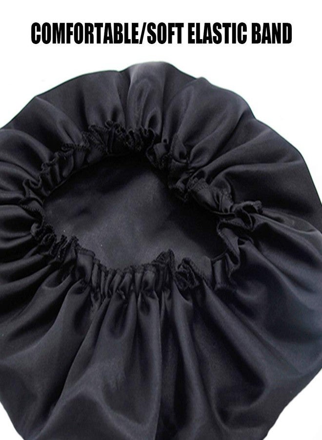 Dehman Handmade Fully Reversible Luxuries Pure Satin Hair Bonnet satin sleep cap Safe For All Hair Types - Most Beneficial Hair care Product Available 2020 (BLACK) - Image 3