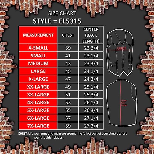 EVENT LEATHER EL5315 Black Motorcycle Leather Vest for Men w/Side Lace- Riding Club Adult Motorcycle Vests - 6X-Large - Image 3
