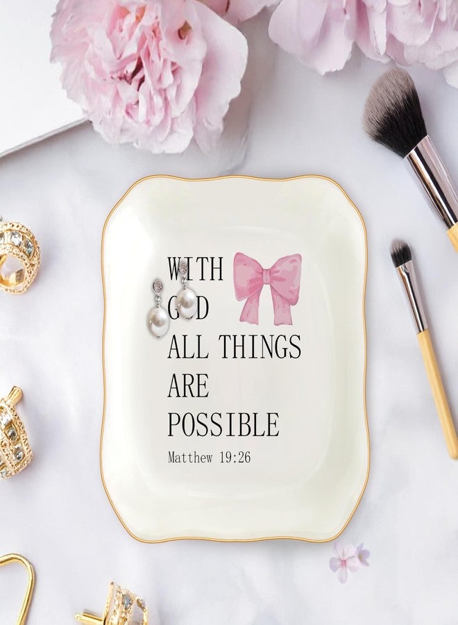 MQPPKJ Christian Gifts for Women, Bible Verse Jewelry Dish Trinket Tray, Unique Pink Ceramic Ring Tray, Inspirational Religious Gift for Mom, Sister, Friend, Godmother, Birthday Christmas (Black&Pink) - Image 3