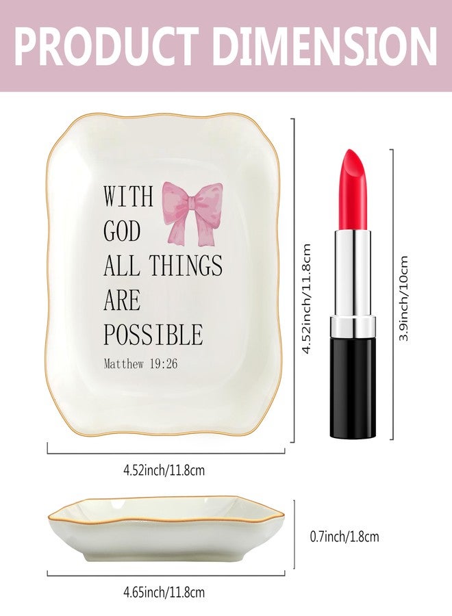 MQPPKJ Christian Gifts for Women, Bible Verse Jewelry Dish Trinket Tray, Unique Pink Ceramic Ring Tray, Inspirational Religious Gift for Mom, Sister, Friend, Godmother, Birthday Christmas (Black&Pink) - Image 2